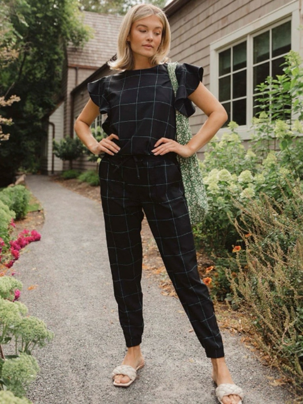 Albion Black Grid Jumpsuit - Women’s Black Windowpane Jumper